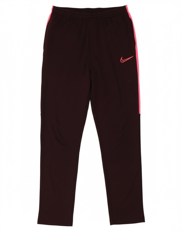 NIKE Womens Tracksuit Trousers UK 14 Medium  Burgundy Colourblock