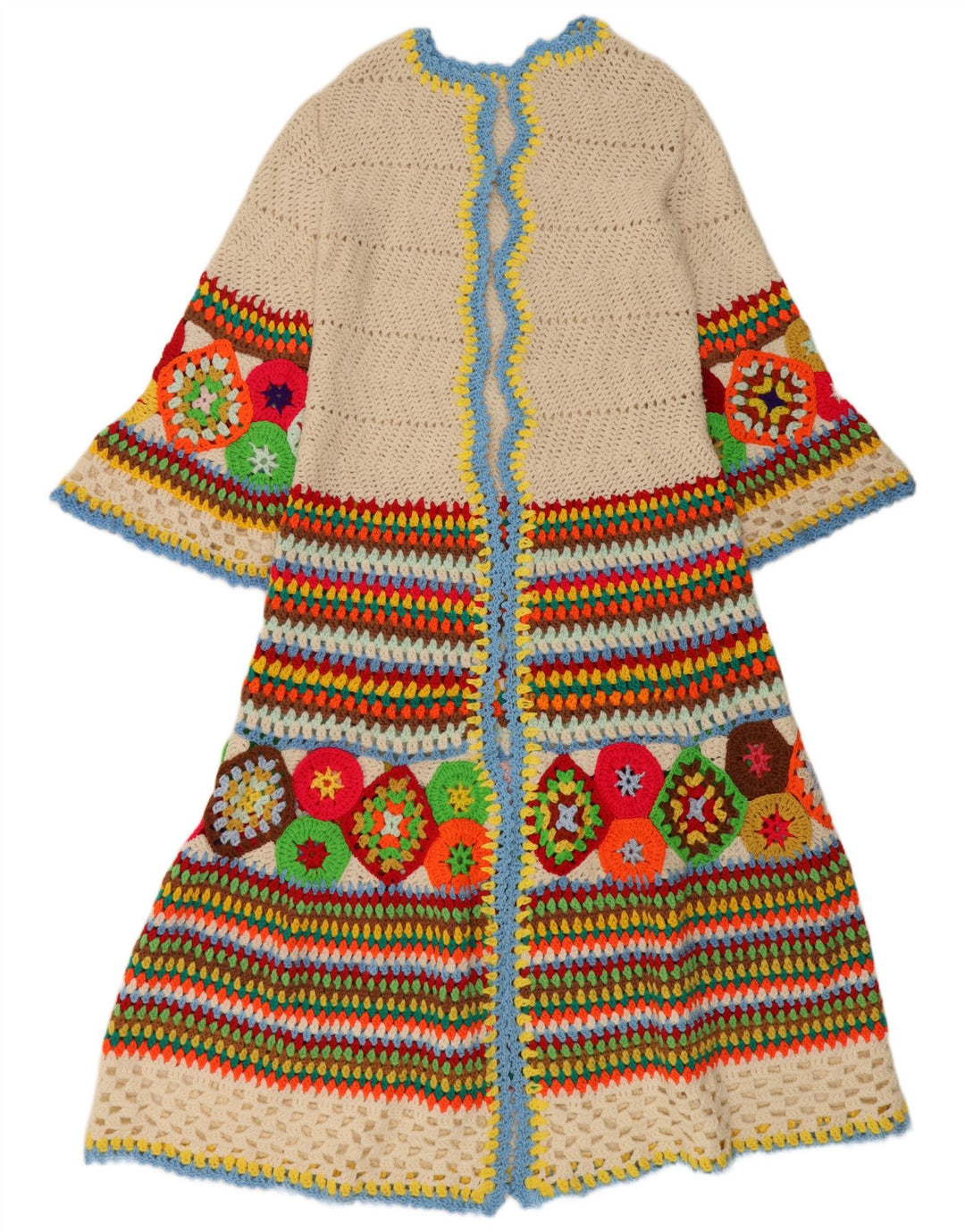 Sweter damski o przedłużonym fasonie w stylu vintage, UK 12, średni, wielobarwny