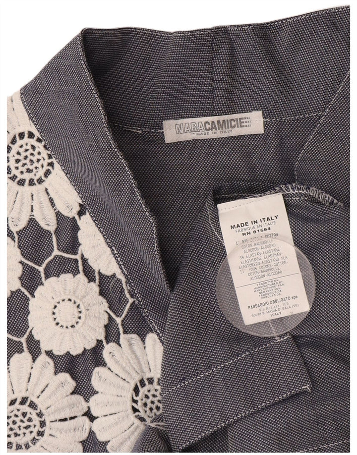 Bluzka damska Naracamicie UK 12 Średni granatowy z bawełny w kwiaty