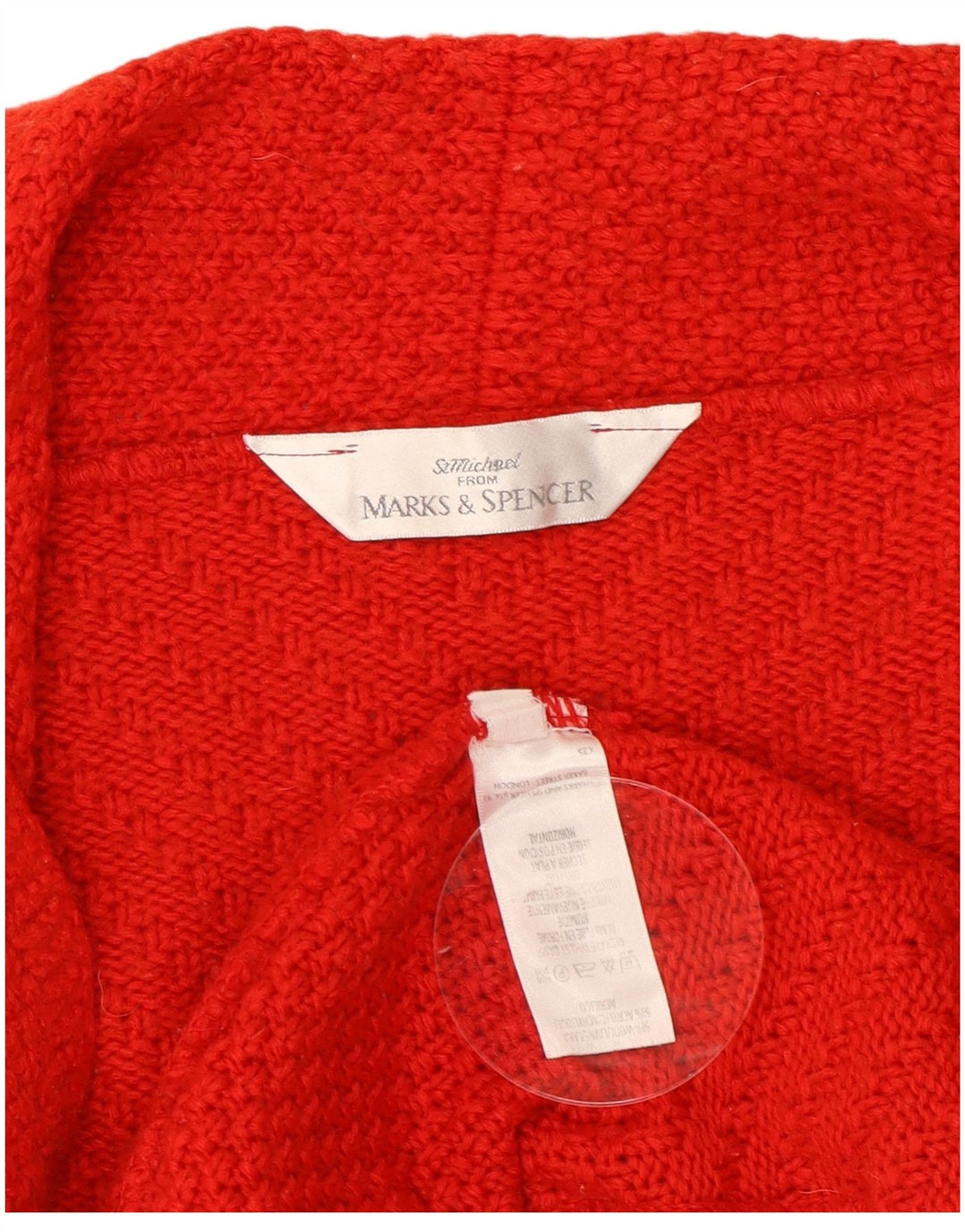 Marks & Spencer Damski sweter rozpinany, rozpinany, UK 10, mała, czerwona wełna