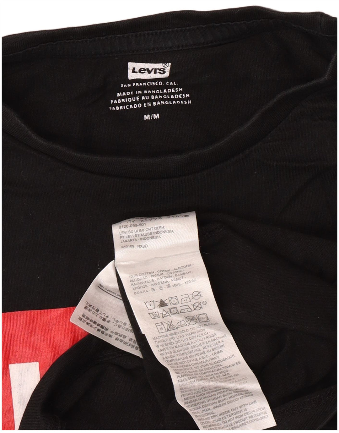 Męska koszulka z grafiką Levi's, średnia czarna bawełna