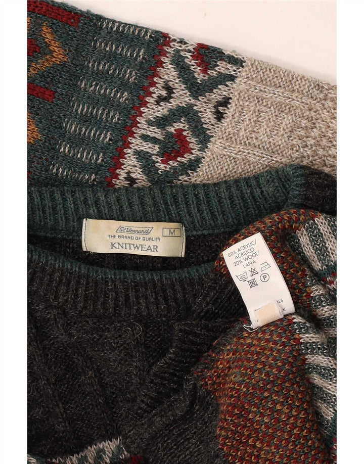Męski sweter St. Bernard z okrągłym dekoltem, średnio szary, geometryczny akryl