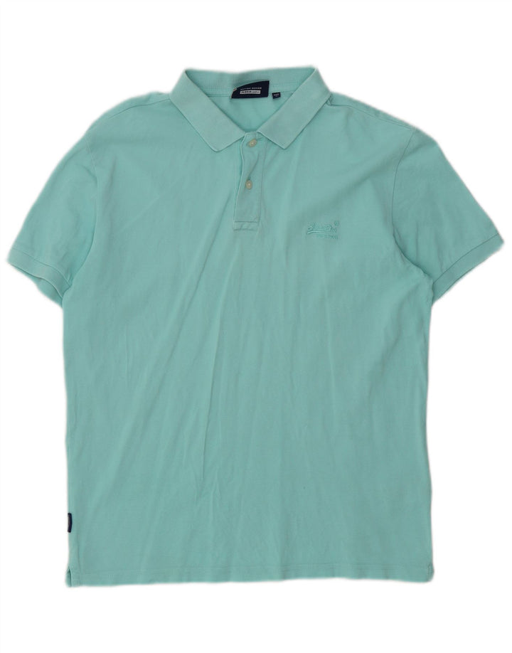 Męska koszulka polo Superdry, średnia niebieska, bawełniana