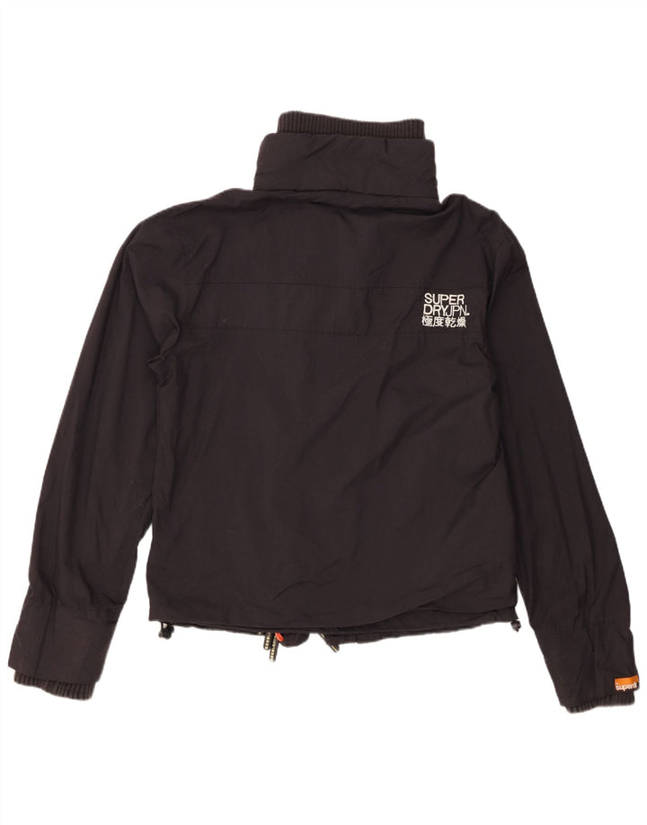 Damska kurtka przeciwdeszczowa Superdry UK 14, średni czarny nylon