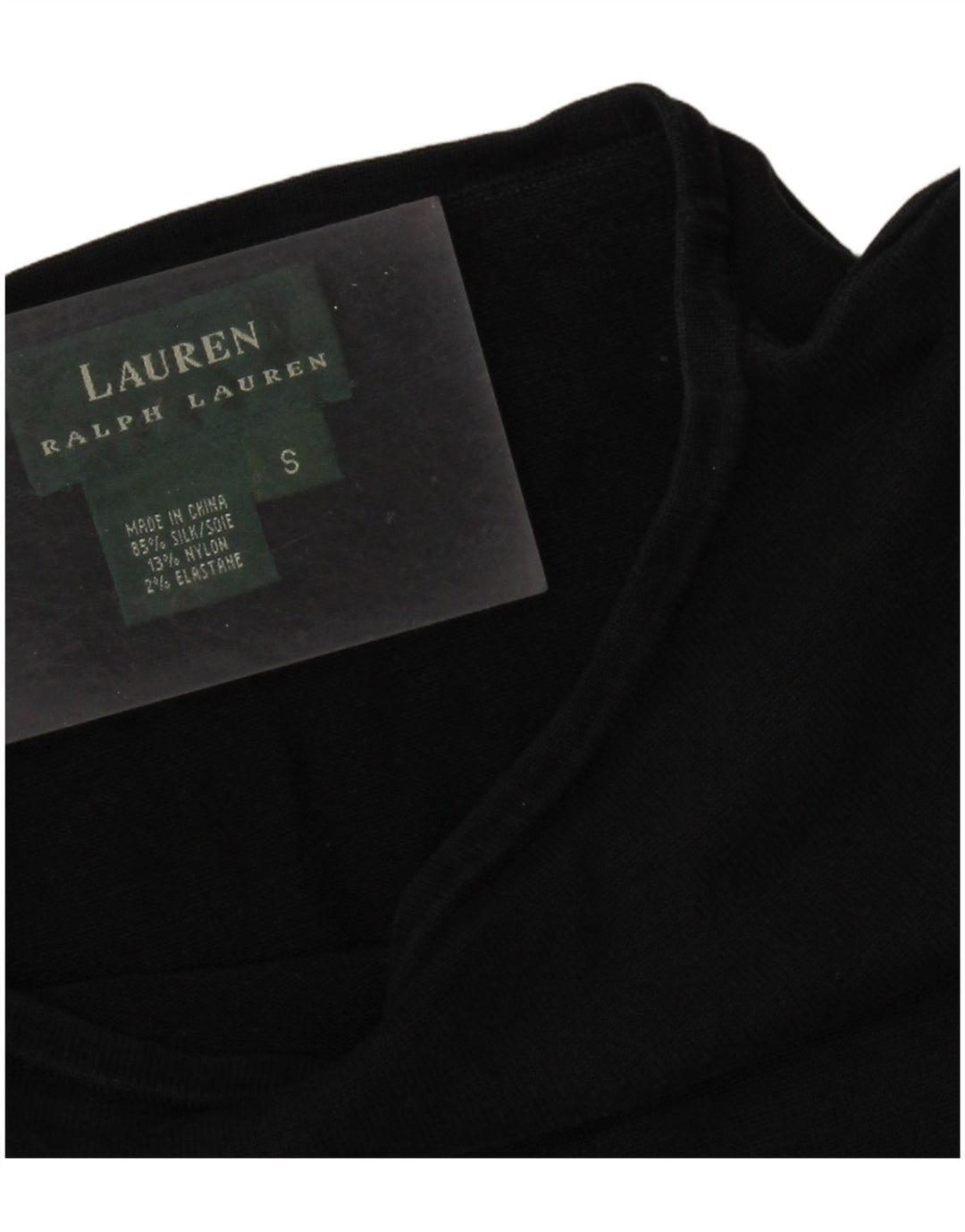 RALPH LAUREN Damska bluzka z rękawem 3/4 Top UK 10 Small Black Silk