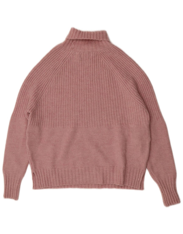 Damski sweter Superdry o swobodnym kroju i golfie, UK 10, mały, różowy