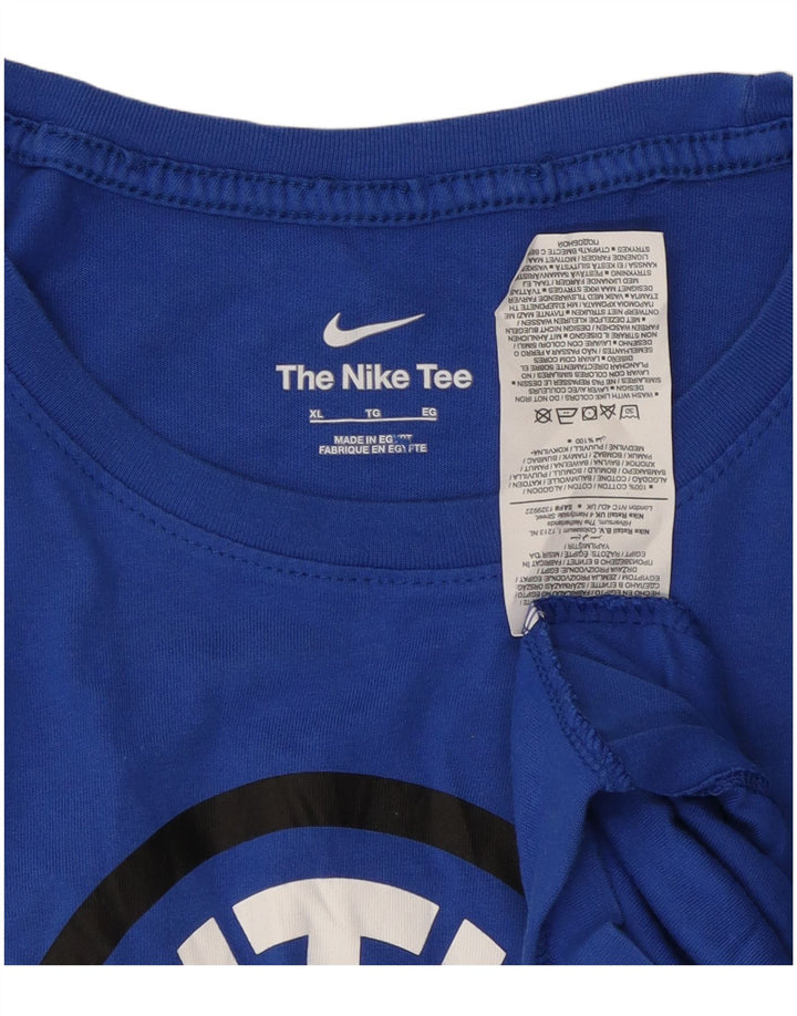 Męska koszulka z grafiką NIKE Inter Mediolan, XL, niebieska, bawełniana
