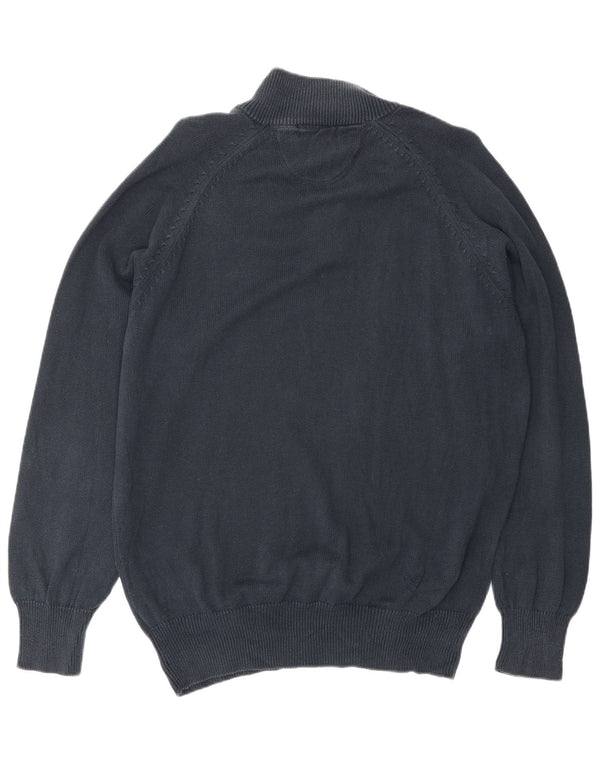 Slam Mens Zip Neck Jumper Sweater XL Navy Blue Cotton