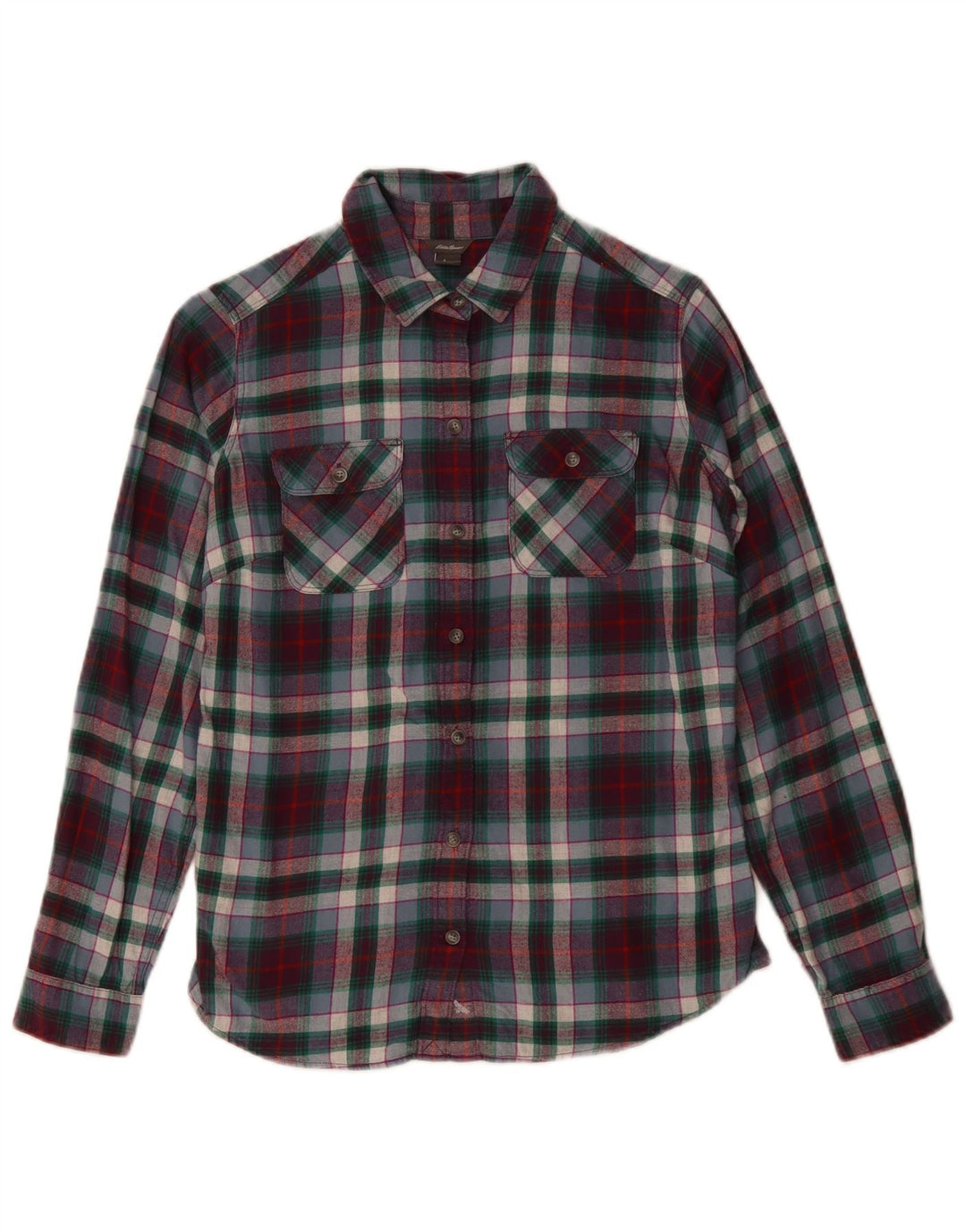 Damska koszula flanelowa Eddie Bauer UK 10, mała, wielokolorowa bawełniana krata