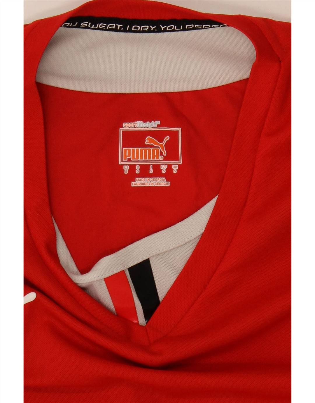 PUMA Mens T-Shirt Top Small Red Colourblock Vintage Puma and Second-Hand Puma from Messina Hembry 