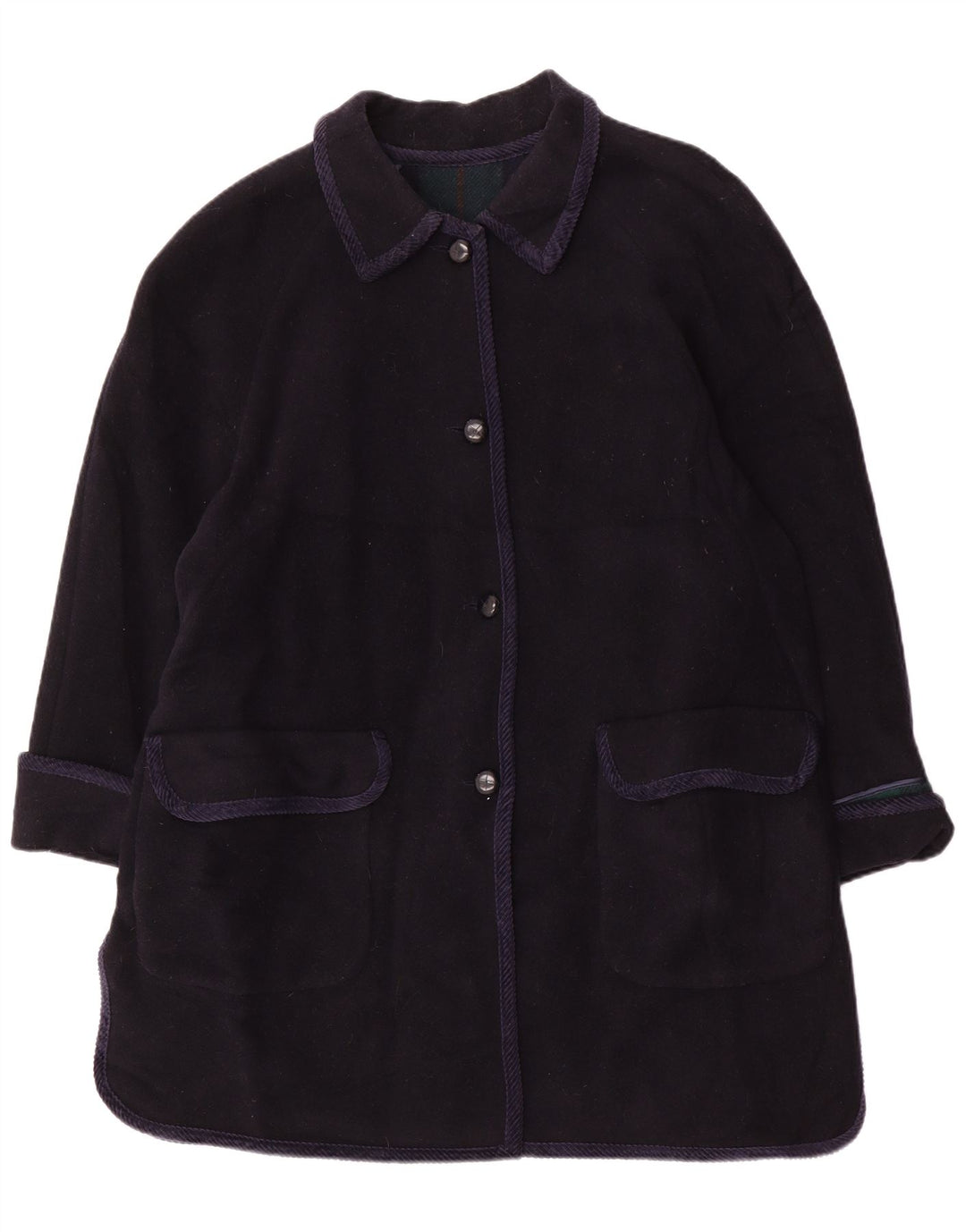 Płaszcz damski w stylu vintage UK 20 2XL Granatowa wełna