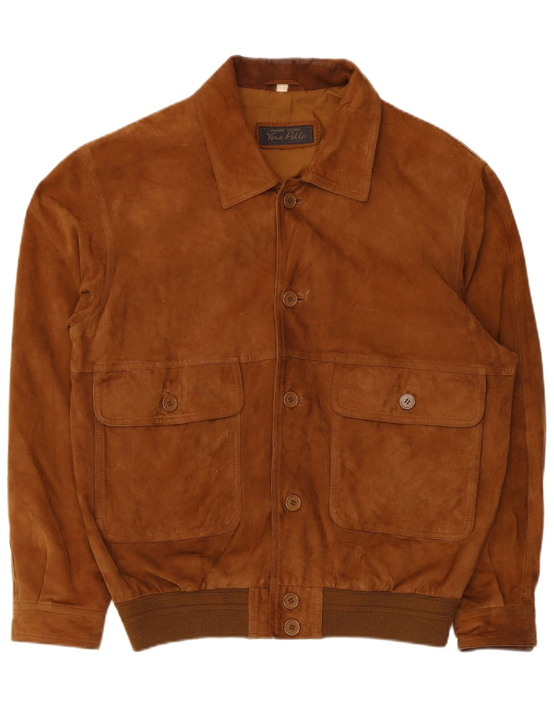Vintage męska zamszowa kurtka bomber IT 50 duża brązowa skóra