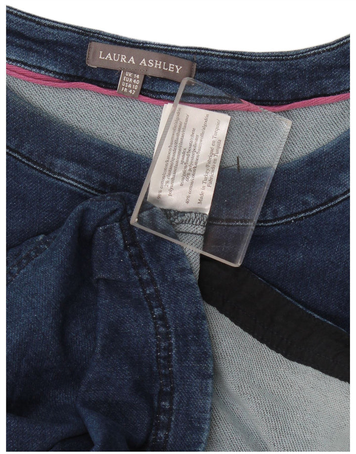 Laura Ashley Damska sukienka podstawowa z rękawem 3/4 UK 14, duża niebieska bawełna