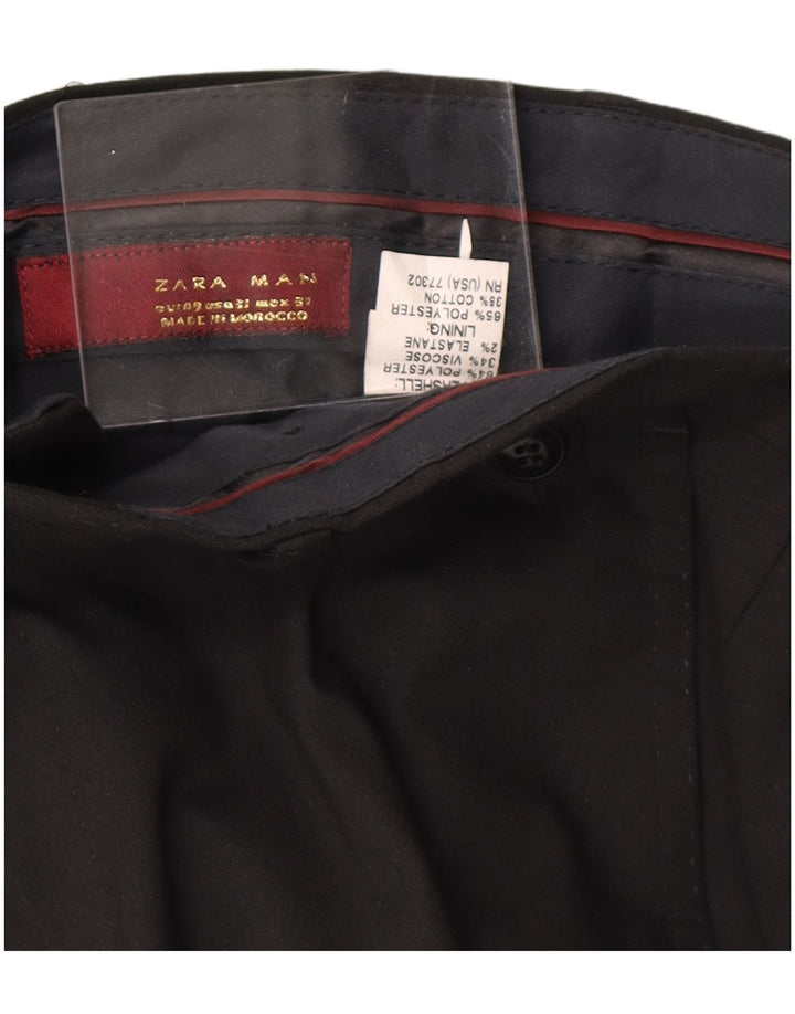 Męskie proste spodnie garniturowe ZARA EU 40 Medium W31 L32 Czarny poliester