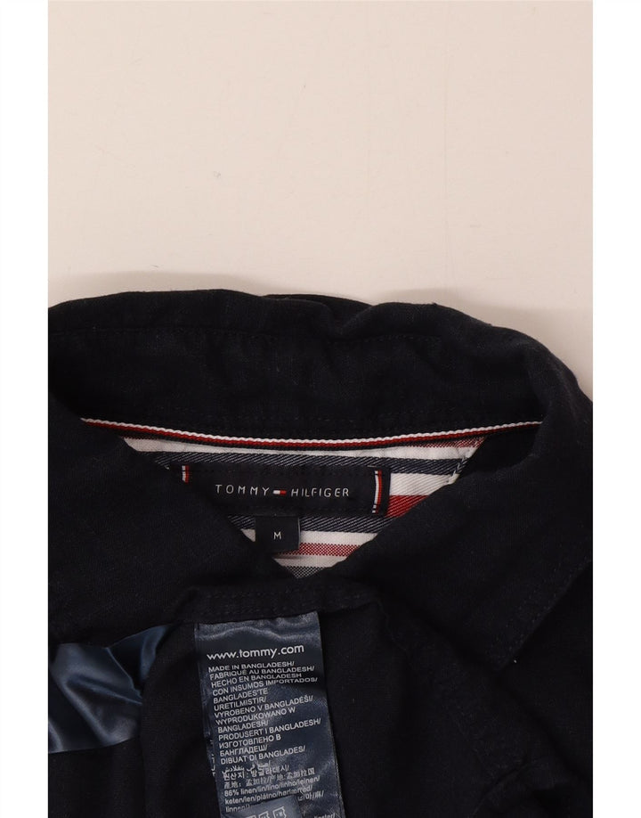 Męska koszula z krótkim rękawem Tommy Hilfiger, średnio granatowa, lniana