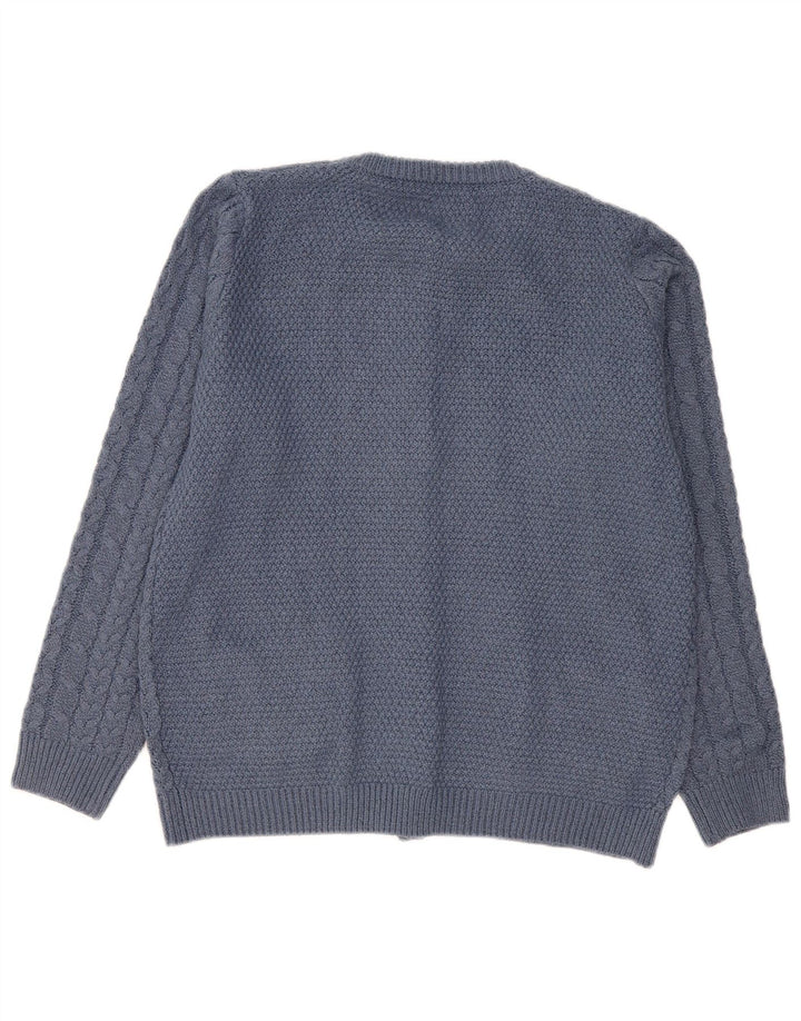 Sweter damski o luźnym kroju w stylu vintage, UK 14, średni niebieski poliester
