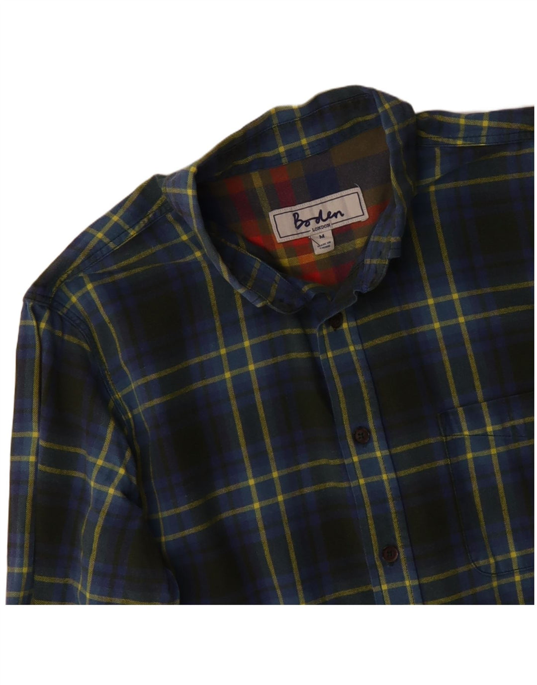 BODEN Męska koszula flanelowa, bawełniana w średnią zieloną kratkę