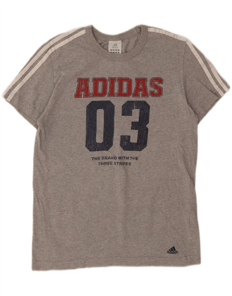 ADIDAS Mens Graphic T-Shirt Top UK 36/38 Small Grey Cotton Vintage Adidas and Second-Hand Adidas from Messina Hembry 