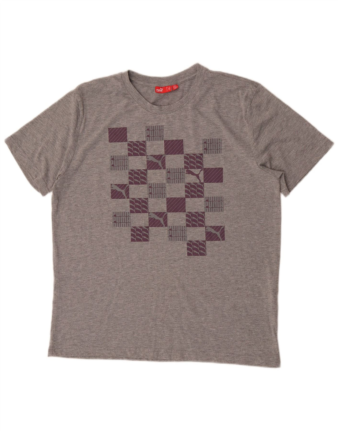 Męski T-shirt Puma z grafiką, duży, szary, z bawełny w plamki