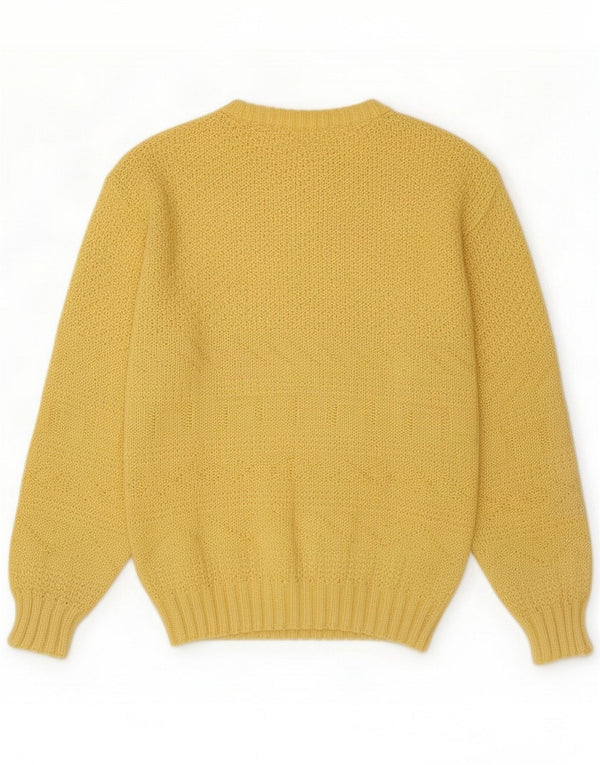 Vintage damski sweter z dekoltem w łódkę UK 14 średni żółty