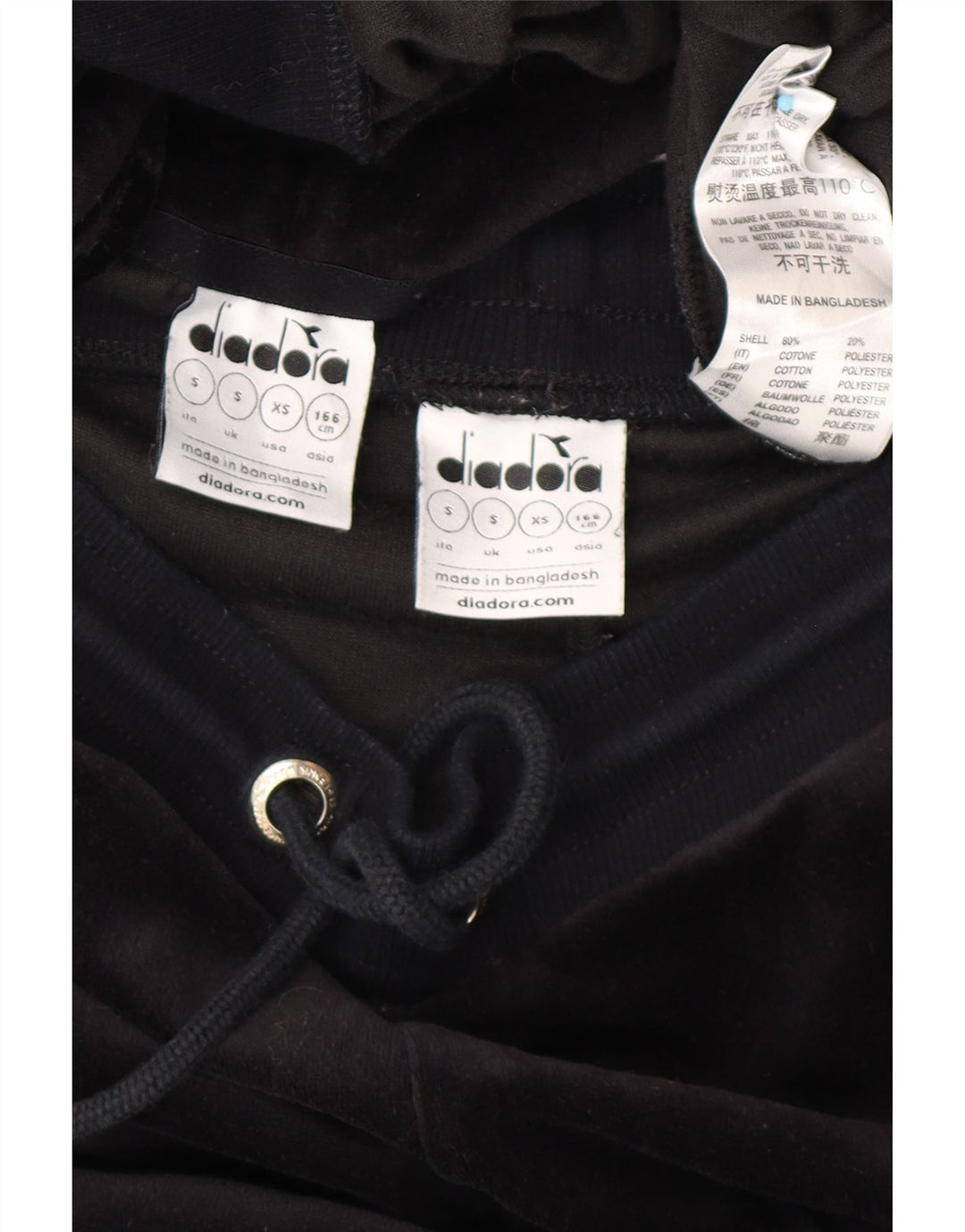 Dres damski DIADORA Oversize welurowy, pełny, UK 10, mały, czarny