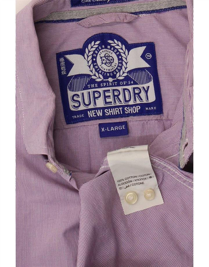 Koszula męska Superdry XL, fioletowa bawełniana kratka