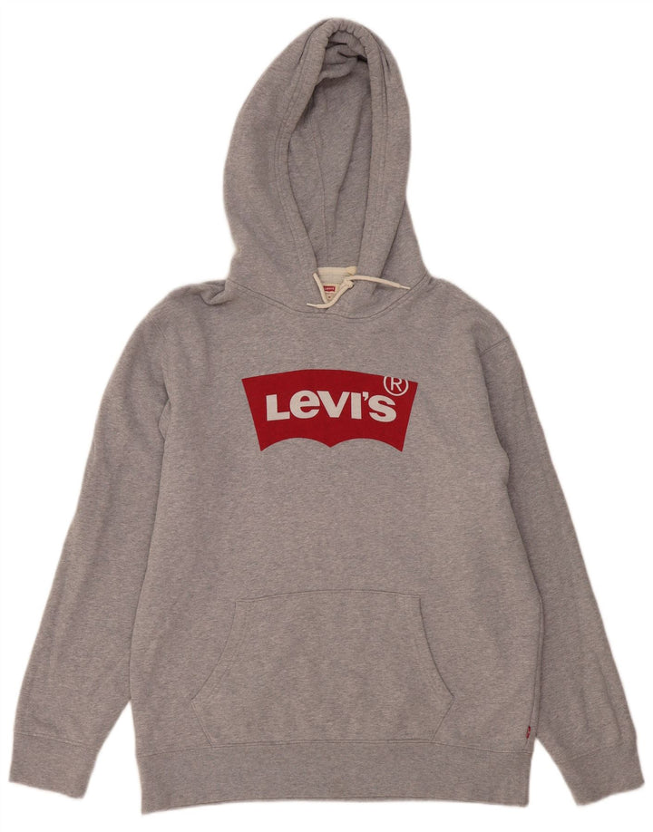 Męski sweter z kapturem i grafiką Levi's, średnioszary, bawełniany w cętki