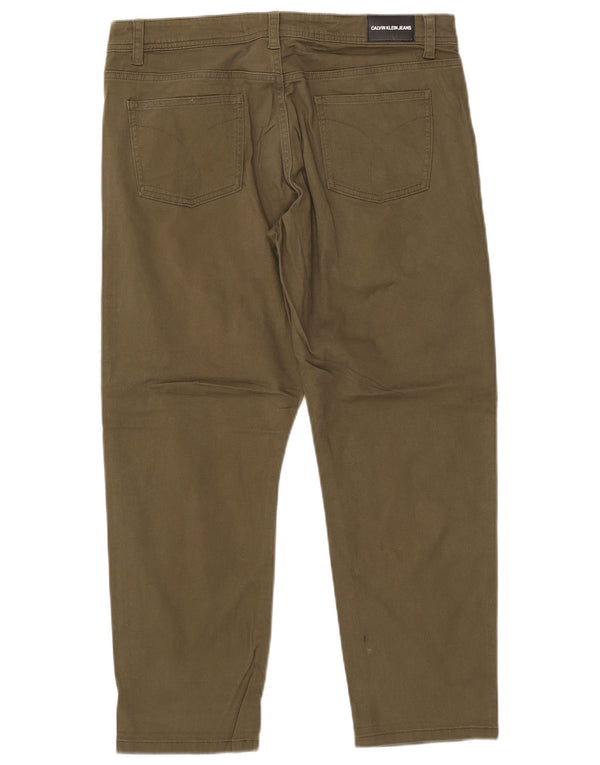 CALVIN KLEIN Damskie zwężane spodnie o kroju US 12 Large W34 L26 Khaki