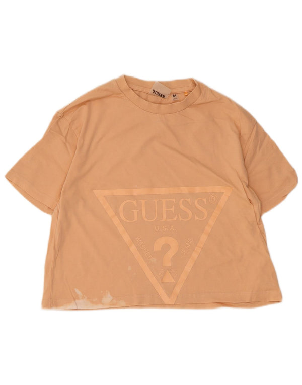Guess Womens Crop Graphic T-Shirt Top UK 12 Medium Orange