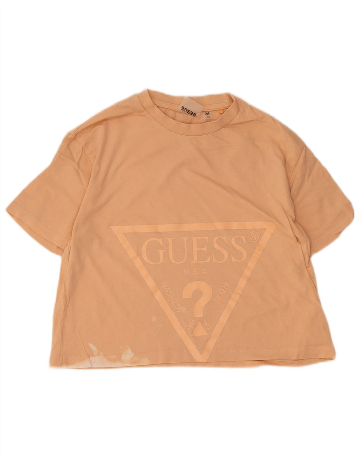 Damski T-shirt Guess Crop Graphic Top UK 12 Średni Pomarańczowy