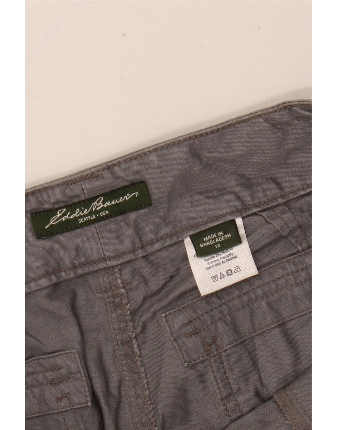 EDDIE BAUER Damskie proste spodnie cargo US 12 Large W35 L30 Szara bawełna