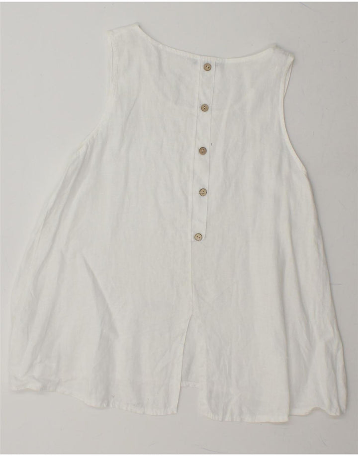 VINTAGE Womens Sleeveless Blouse Top UK 14 Medium White Vintage Vintage and Second-Hand Vintage from Messina Hembry 