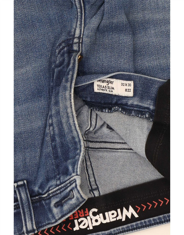 Wrangler Męskie jeansy Texas Slim W32 L30 Niebieskie bawełniane