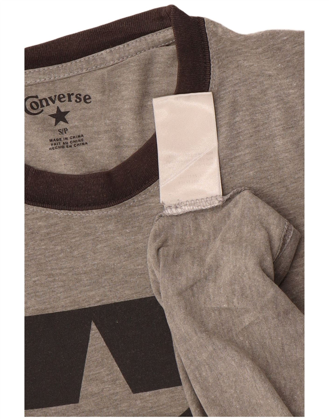 Męska koszulka Converse z grafiką, mała, szara, bawełniana w bloki kolorów