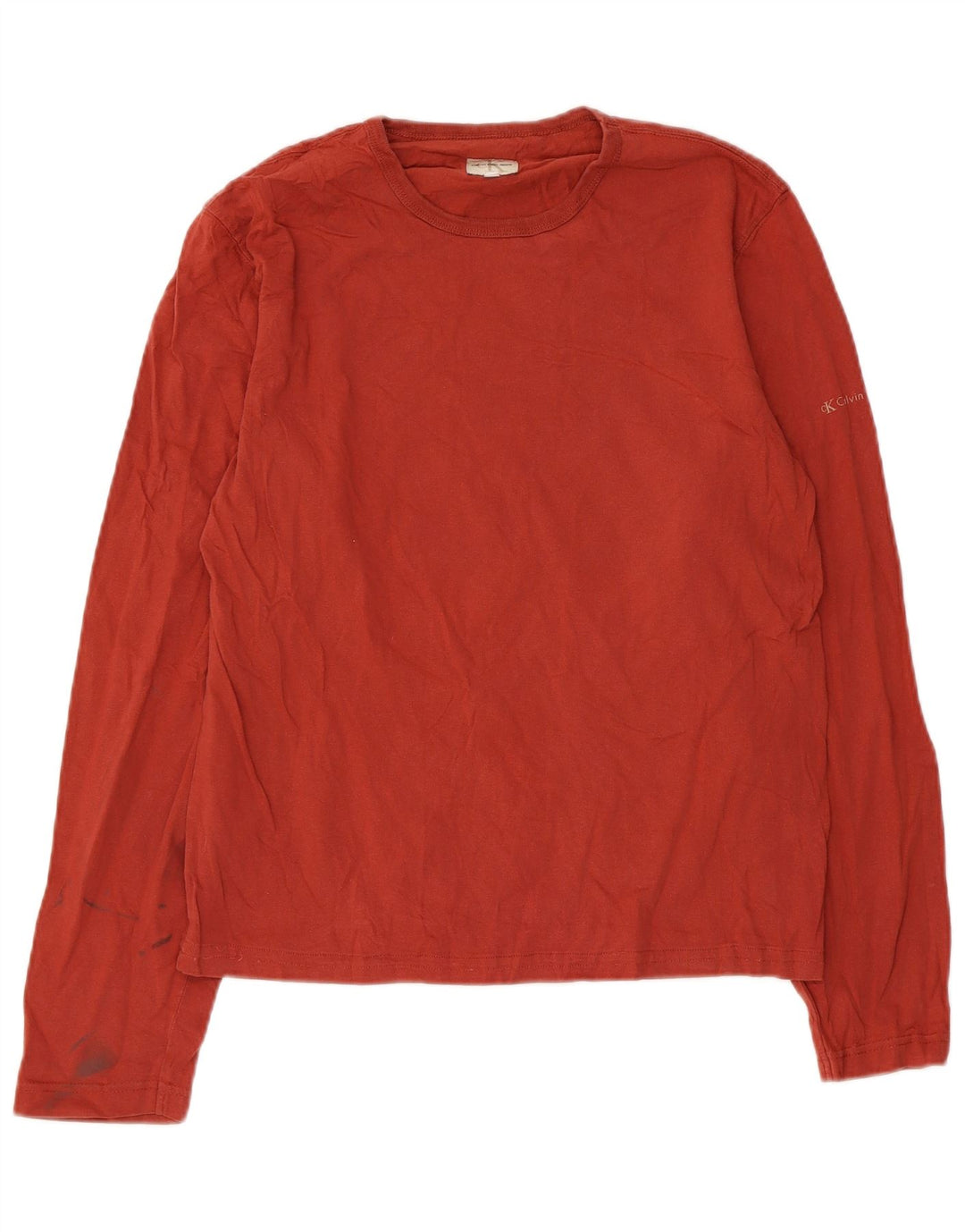 Męski top Calvin Klein Jeans z długim rękawem, średnio czerwony, bawełniany