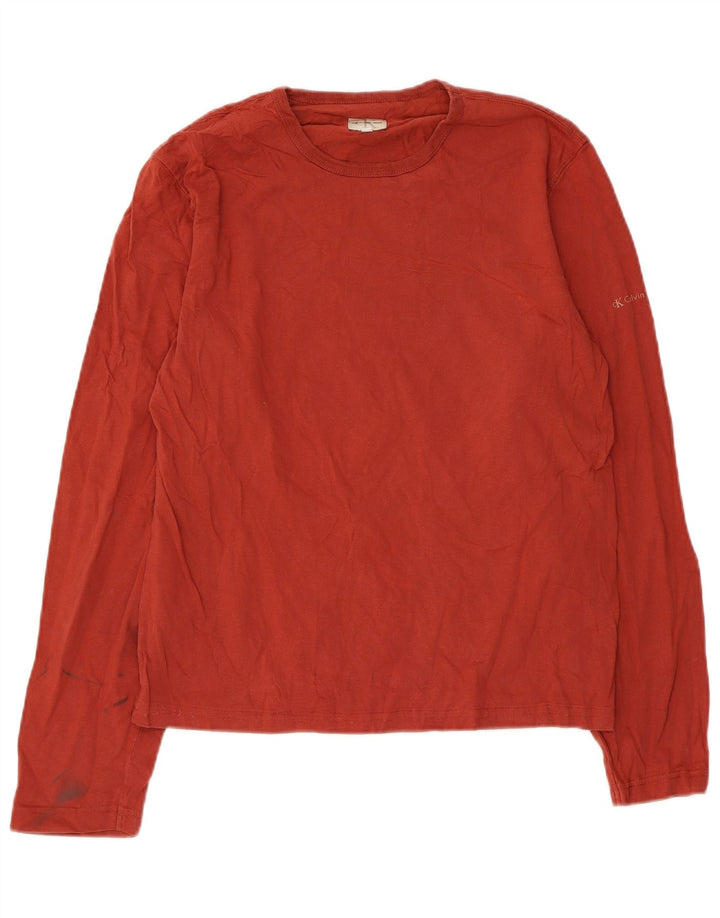 Męski top Calvin Klein Jeans z długim rękawem, średnio czerwony, bawełniany