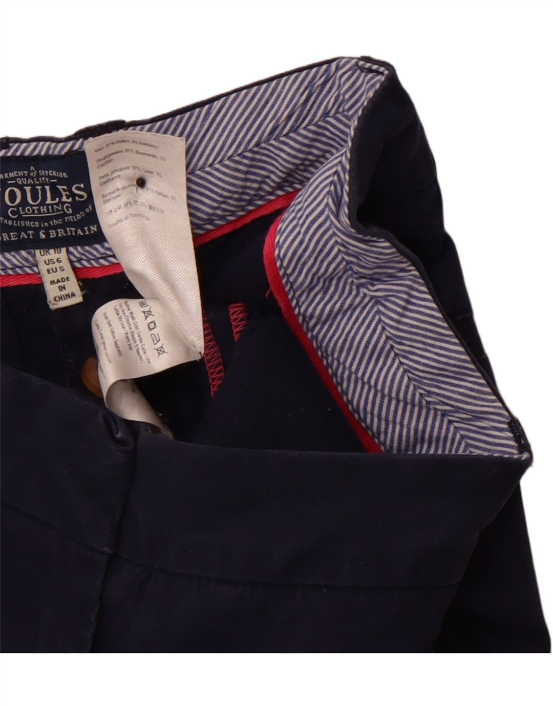 Damskie spodenki Chino JOULES UK 10 Small W30 Granatowe, bawełniane