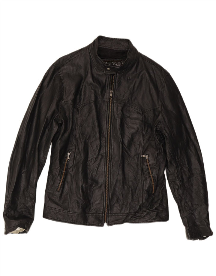 Vintage męska kurtka skórzana UK 38 średniej czarnej skóry