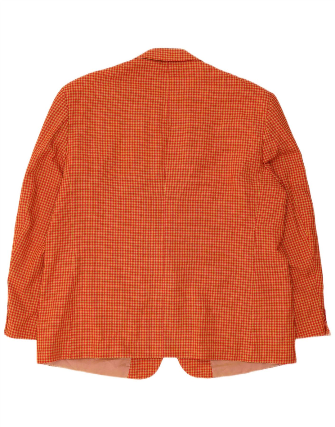 Vintage Mens 2 Button Blazer Jacket UK 40 Large Yellow Gingham Viscose