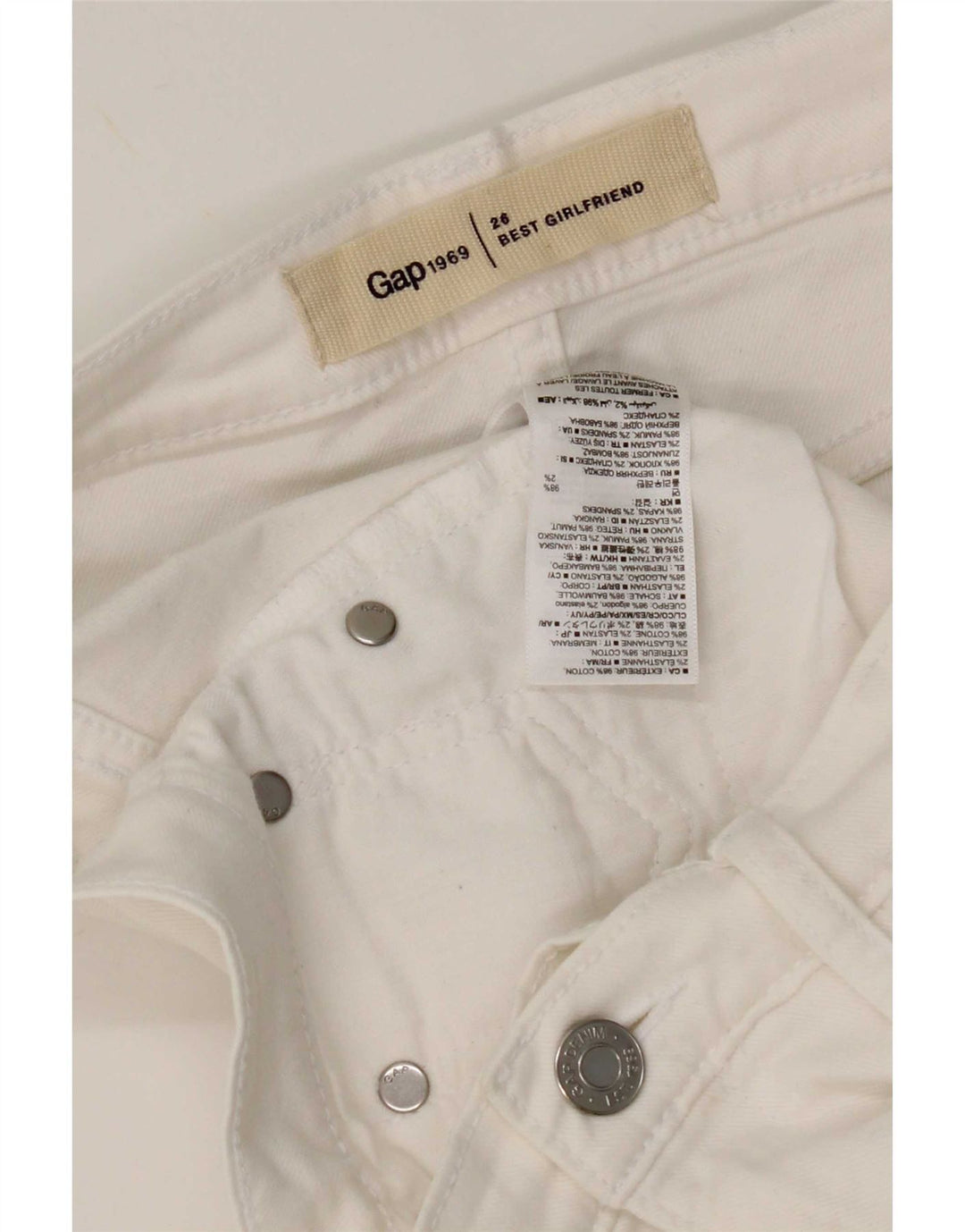 Damskie jeansy Gap Slim W26 L26 Biała bawełna