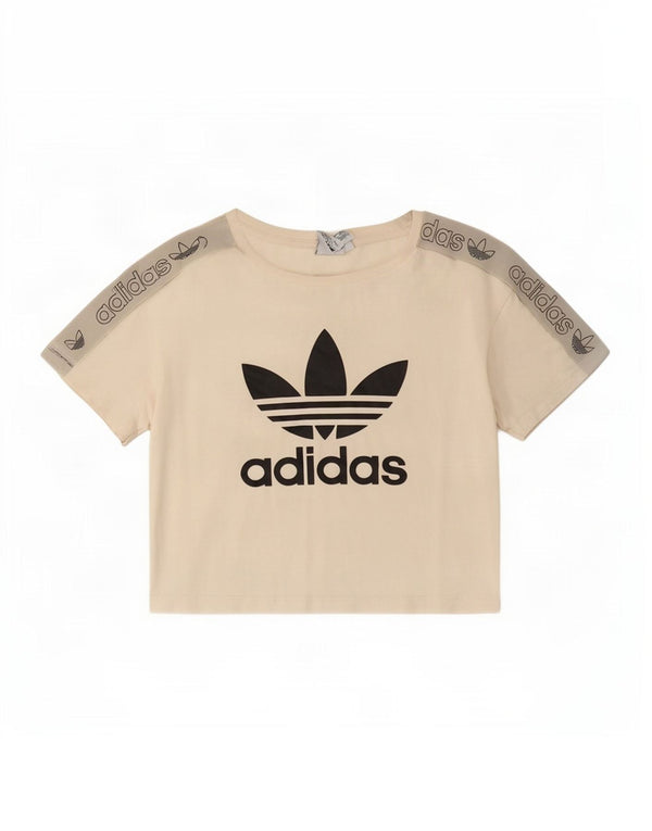 Damska koszulka Adidas Crop Graphic Top UK 8 Small Off White Colorblock