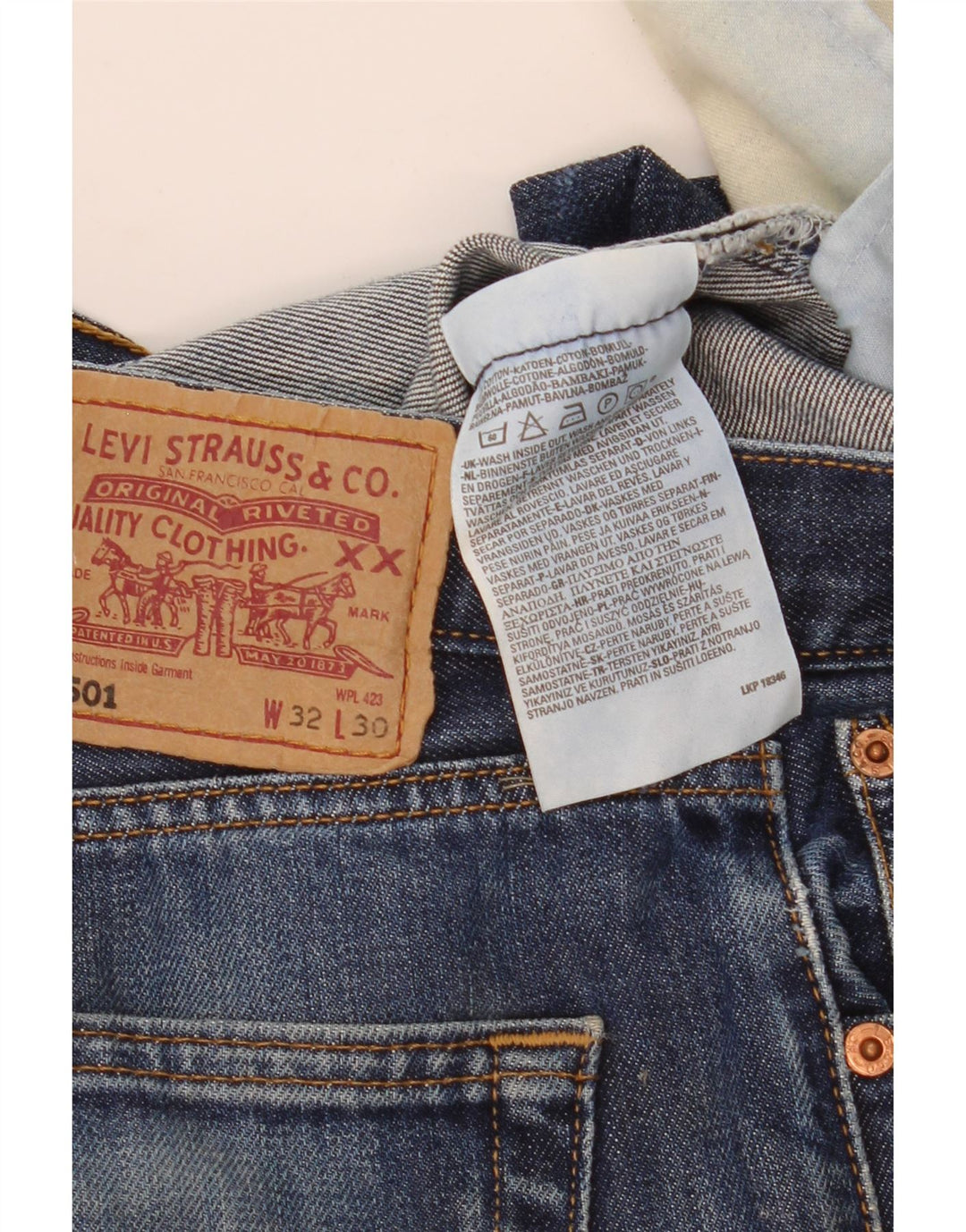 Męskie dżinsy Levi's 501 Straight W32 L30 Niebieskie bawełniane