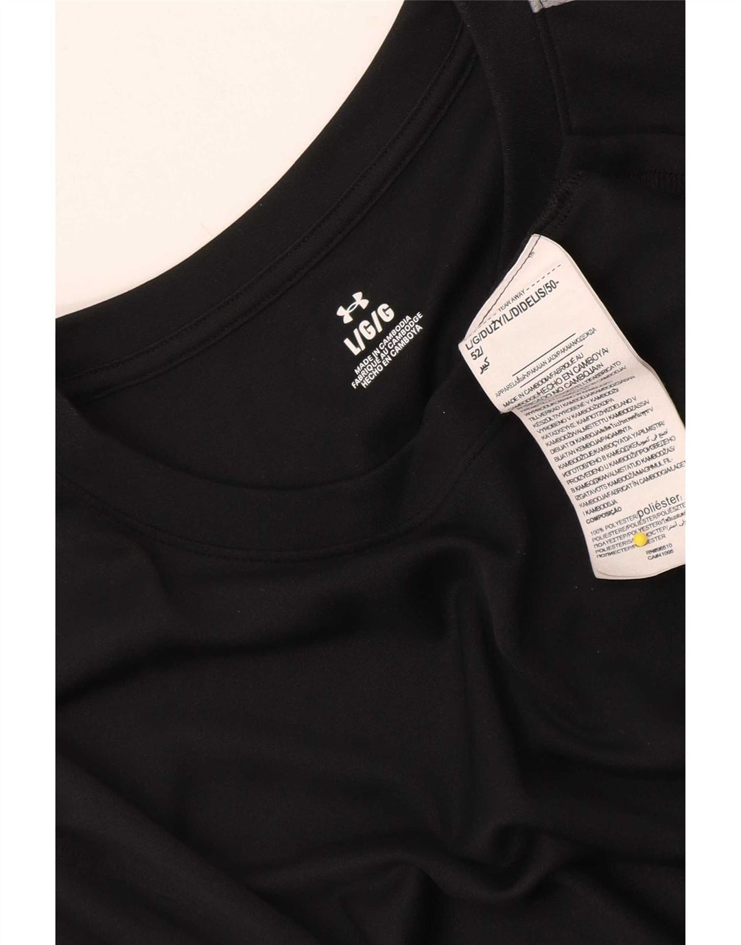 Under Armour Męski T-shirt Top, duży, czarny poliester z blokami kolorów