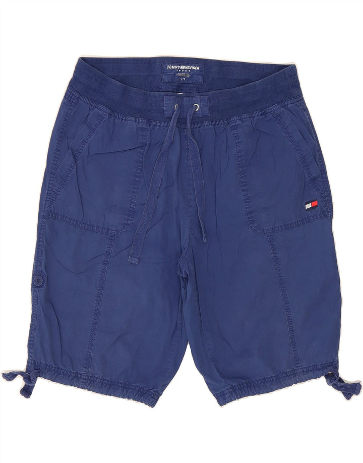TOMMY HILFIGER Womens Bermuda Shorts Large W32  Blue Cotton Vintage Tommy Hilfiger and Second-Hand Tommy Hilfiger from Messina Hembry 