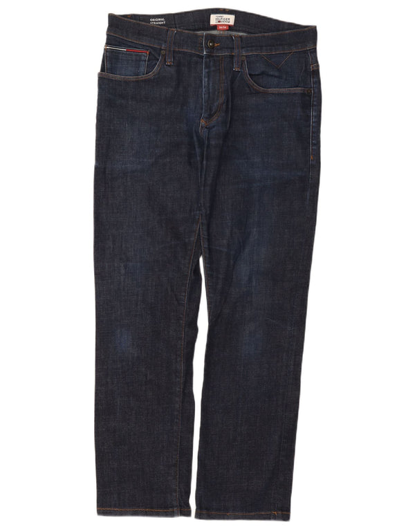 Męskie proste dżinsy Tommy Hilfiger W34 L30 Granatowa bawełna