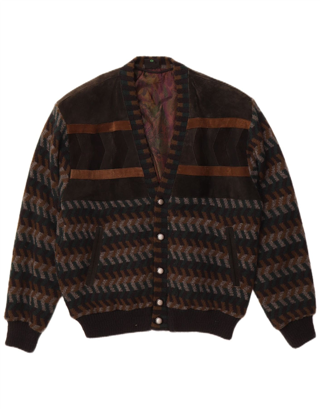 WESTBURY Męski sweter rozpinany EU 48/50 Średni brązowy akryl Chevron