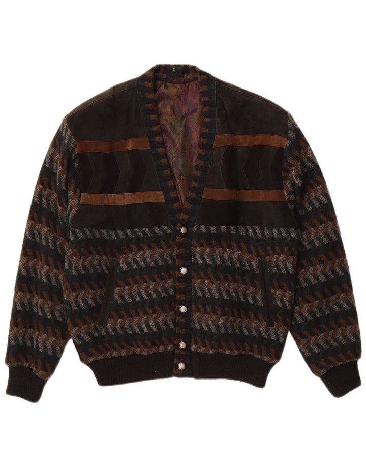 WESTBURY Męski sweter rozpinany EU 48/50 Średni brązowy akryl Chevron