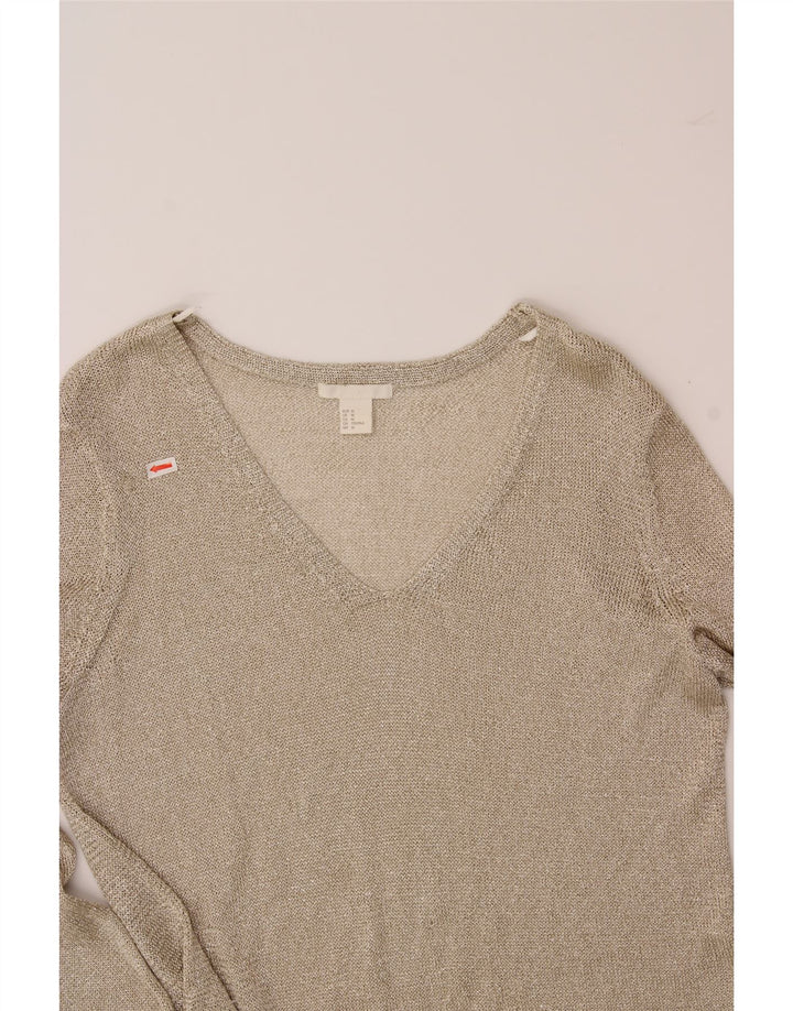 H&M Womens Longline V-Neck Jumper Sweater UK 14 Medium Beige Vintage H&M and Second-Hand H&M from Messina Hembry 