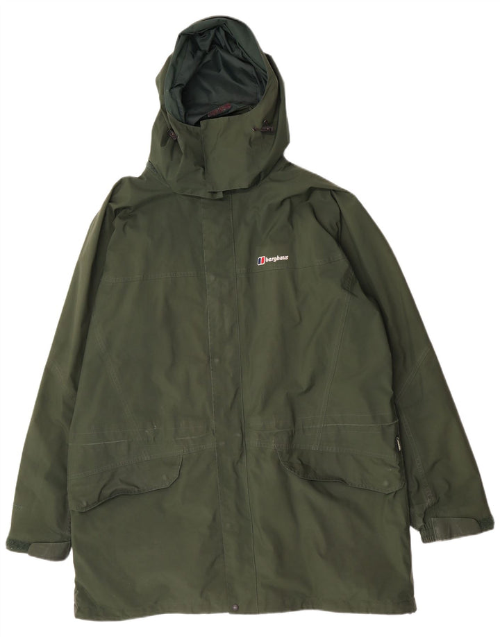 Męski płaszcz przeciwdeszczowy z kapturem Berghaus UK 44 2XL Zielony poliester