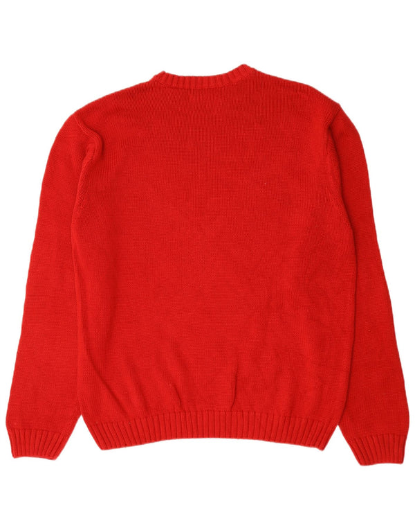 Chaps Mens Crew Neck Jumper Sweater Large Red Cotton